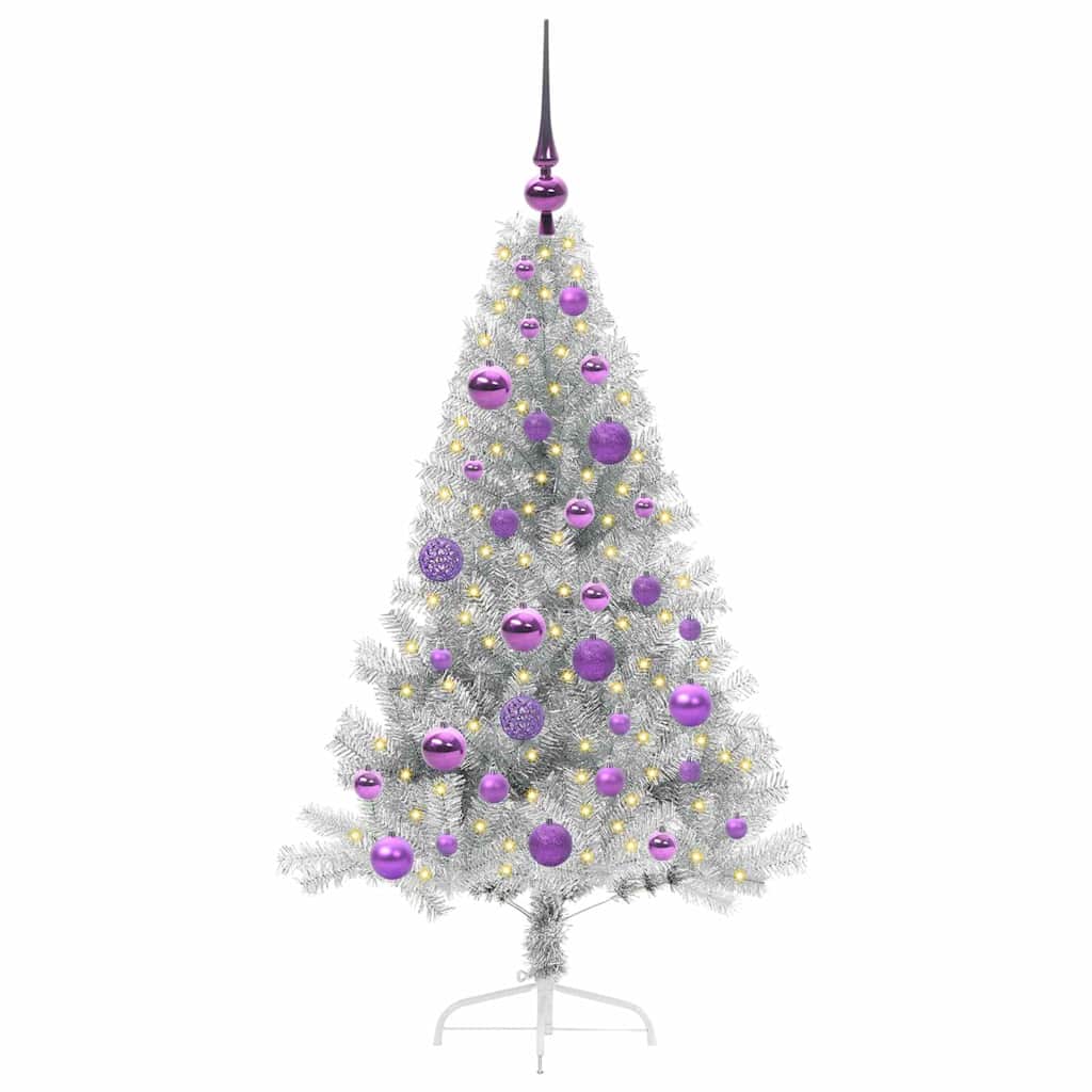 Kunstmatig Voorverlicht Kerstboom met 150 LED Zilver 120 cm PET