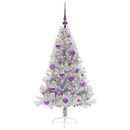 Kunstmatig Voorverlicht Kerstboom met 150 LED Zilver 120 cm PET