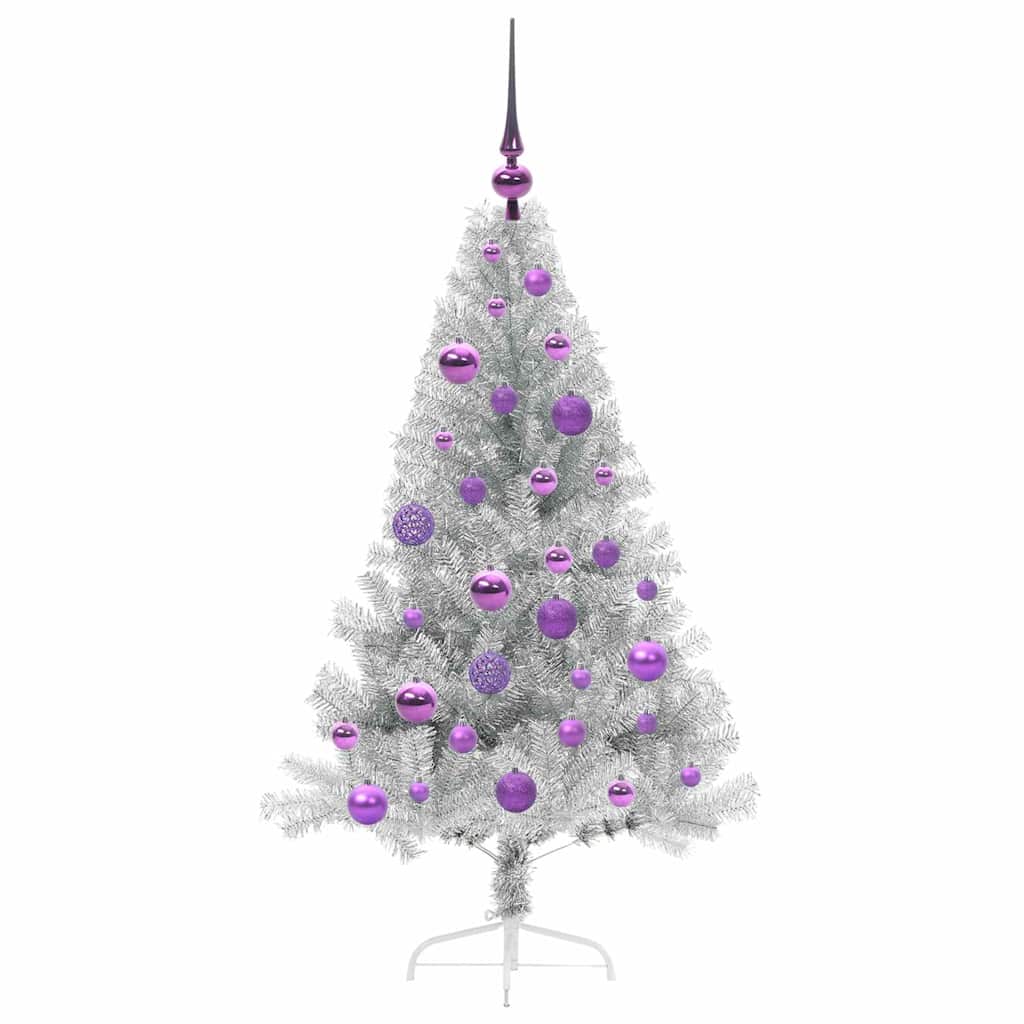 Kunstmatig Voorverlicht Kerstboom met 150 LED Zilver 120 cm PET