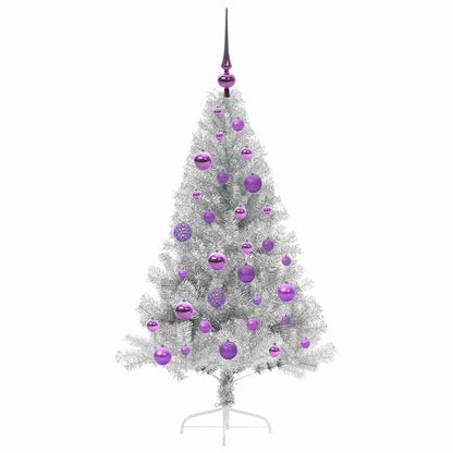 Kunstmatig Voorverlicht Kerstboom met 150 LED Zilver 120 cm PET