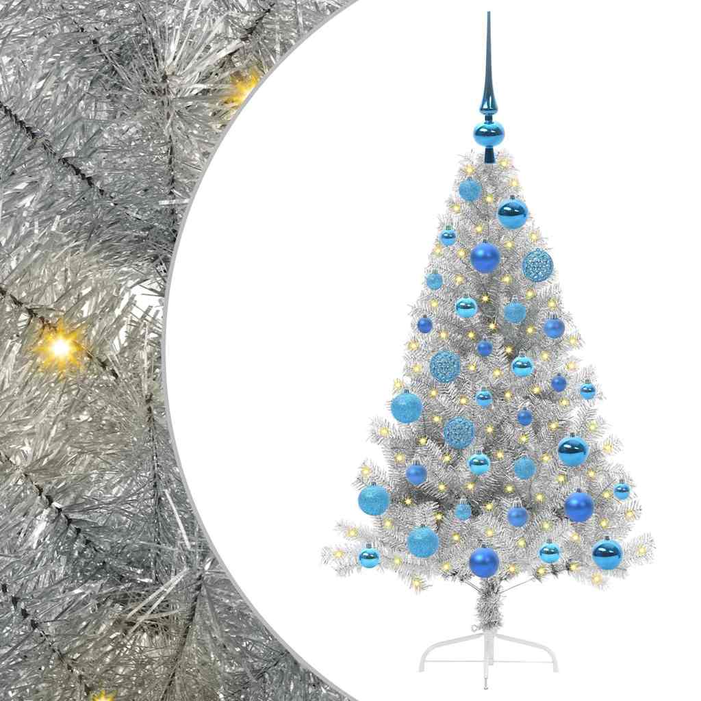 Kunstmatig Voorverlicht Kerstboom met 150 LED Zilver 120 cm PET