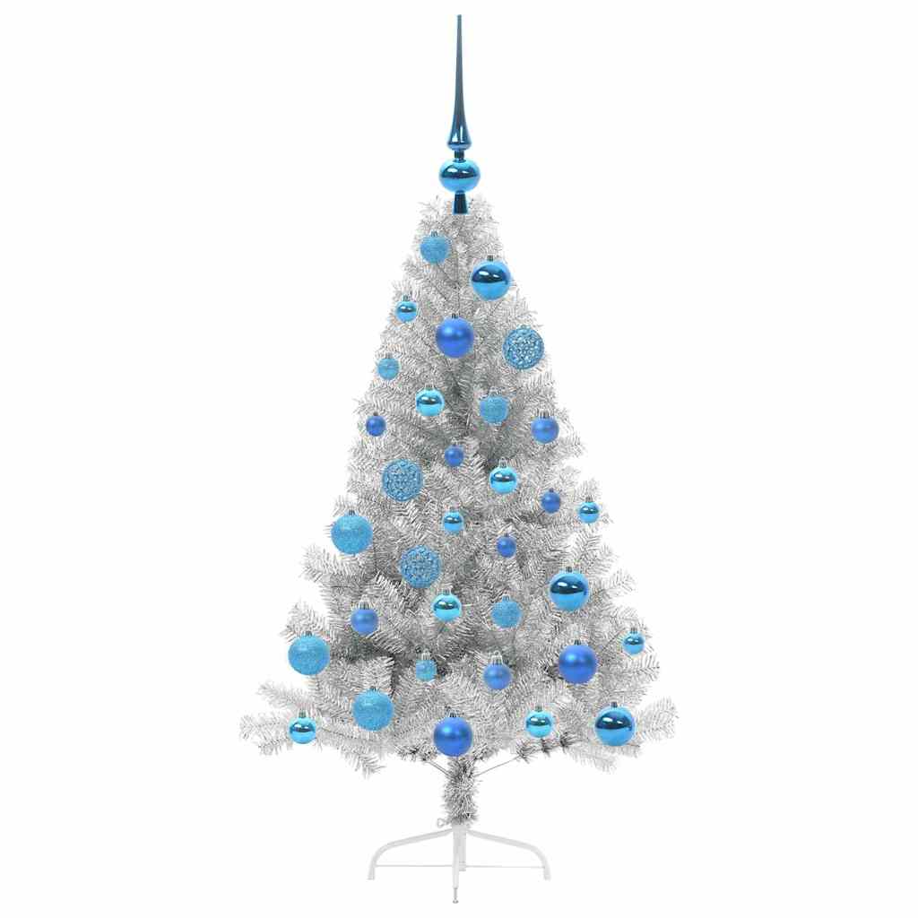 Kunstmatig Voorverlicht Kerstboom met 150 LED Zilver 120 cm PET
