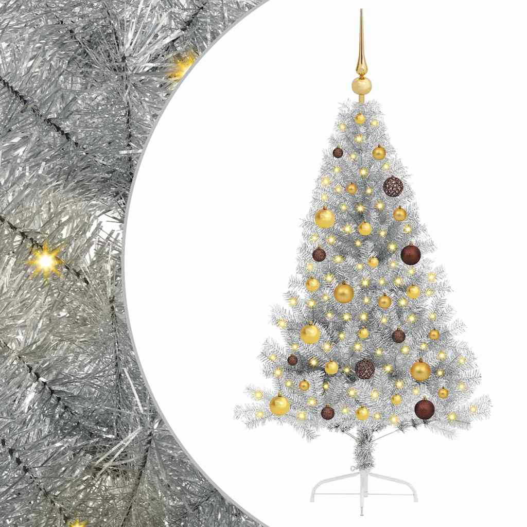 Kunstmatig Voorverlicht Kerstboom met 150 LED Zilver 150 cm PET