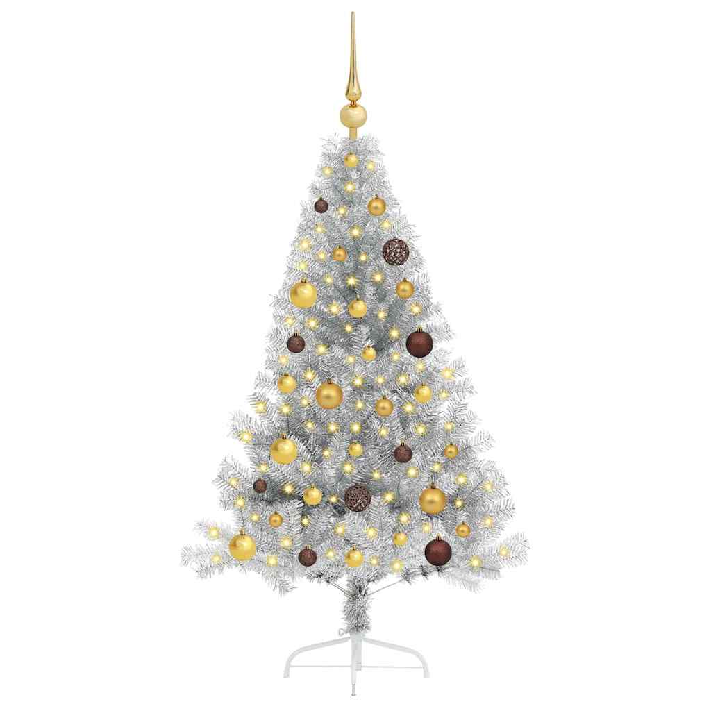 Kunstmatig Voorverlicht Kerstboom met 150 LED Zilver 150 cm PET