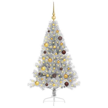 Kunstmatig Voorverlicht Kerstboom met 150 LED Zilver 150 cm PET