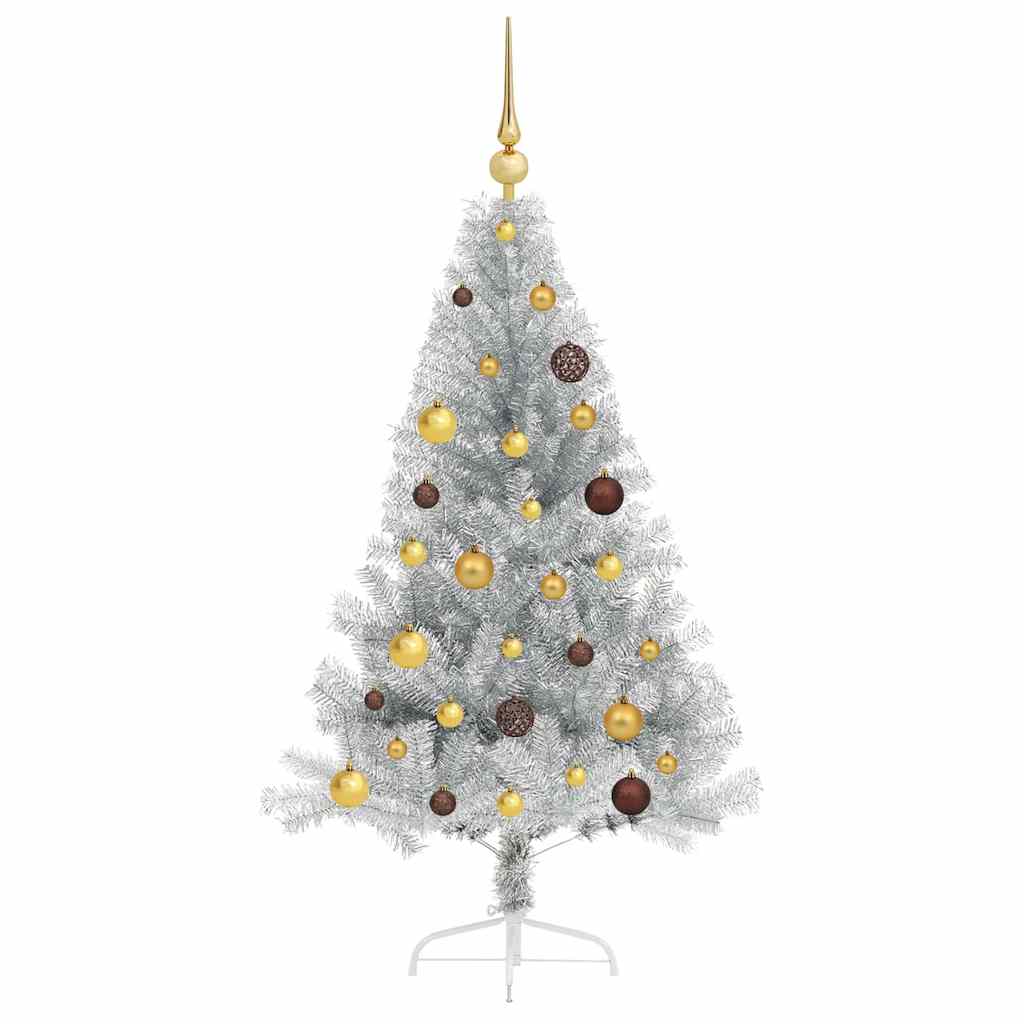 Kunstmatig Voorverlicht Kerstboom met 150 LED Zilver 150 cm PET