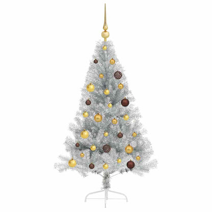 Kunstmatig Voorverlicht Kerstboom met 150 LED Zilver 150 cm PET