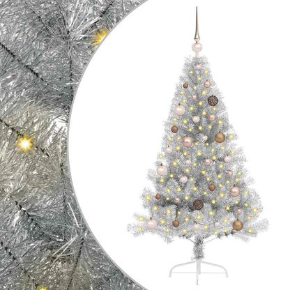 Kunstmatig Voorverlicht Kerstboom met 150 LED Zilver 150 cm PET