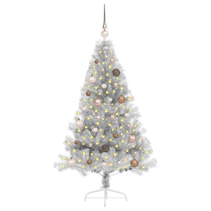 Kunstmatig Voorverlicht Kerstboom met 150 LED Zilver 150 cm PET