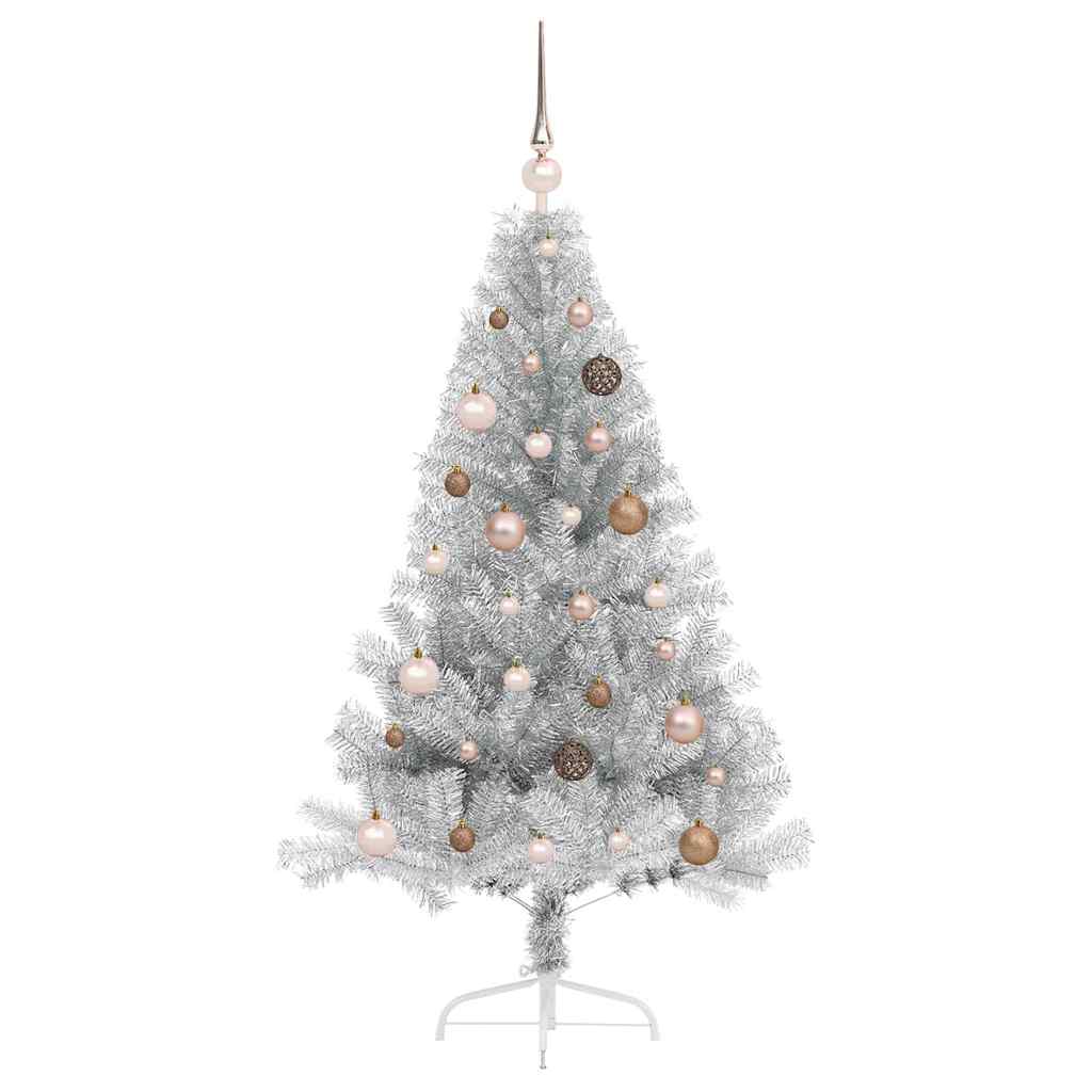 Kunstmatig Voorverlicht Kerstboom met 150 LED Zilver 150 cm PET