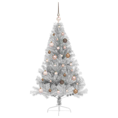 Kunstmatig Voorverlicht Kerstboom met 150 LED Zilver 150 cm PET