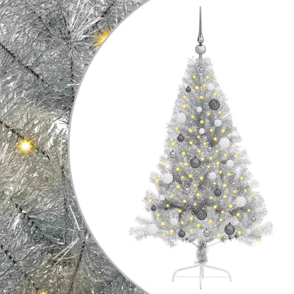 Kunstmatig Voorverlicht Kerstboom met 150 LED Zilver 150 cm PET