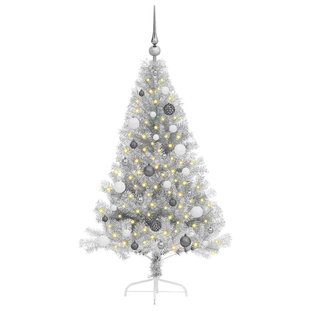 Kunstmatig Voorverlicht Kerstboom met 150 LED Zilver 150 cm PET