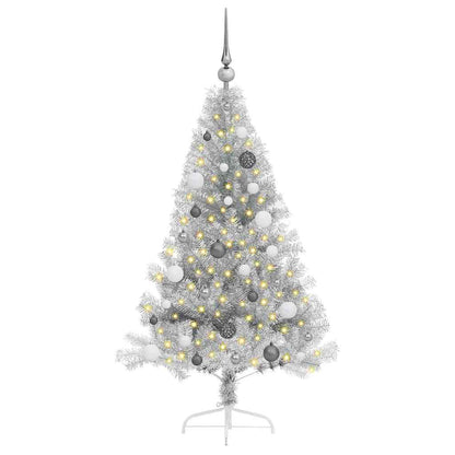 Kunstmatig Voorverlicht Kerstboom met 150 LED Zilver 150 cm PET