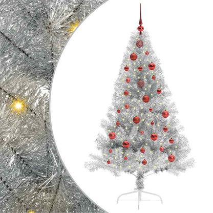 Kunstmatig Voorverlicht Kerstboom met 150 LED Zilver 150 cm PET