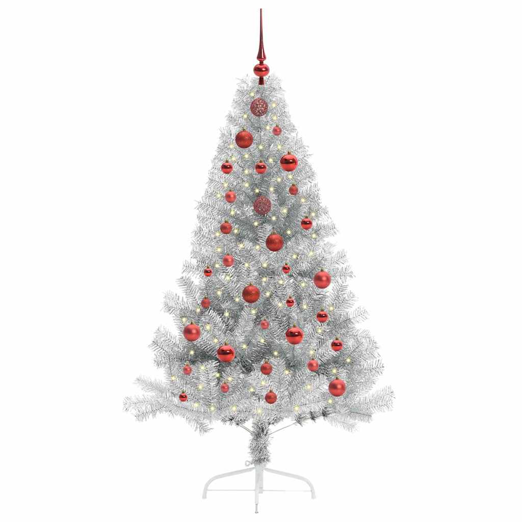 Kunstmatig Voorverlicht Kerstboom met 150 LED Zilver 150 cm PET