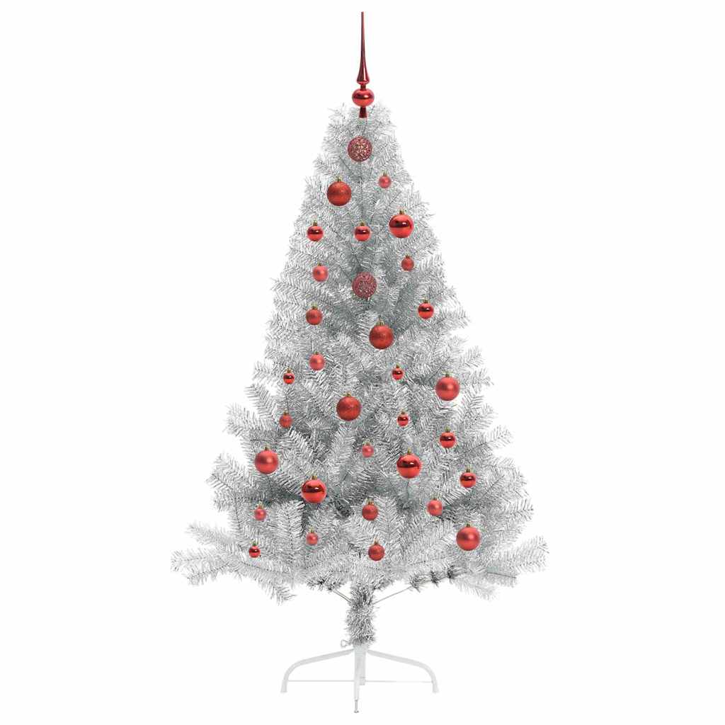 Kunstmatig Voorverlicht Kerstboom met 150 LED Zilver 150 cm PET