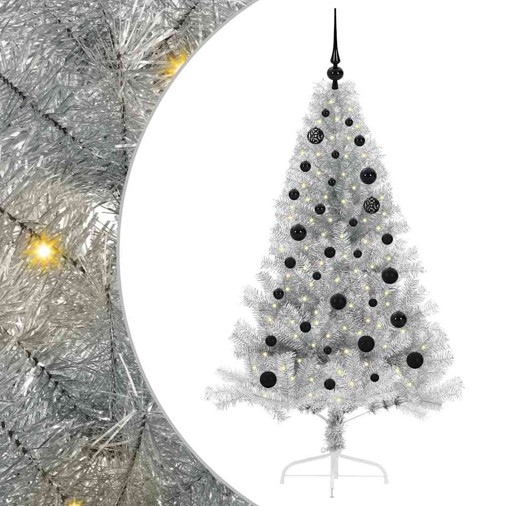 Kunstmatig Voorverlicht Kerstboom met 150 LED Zilver 150 cm PET