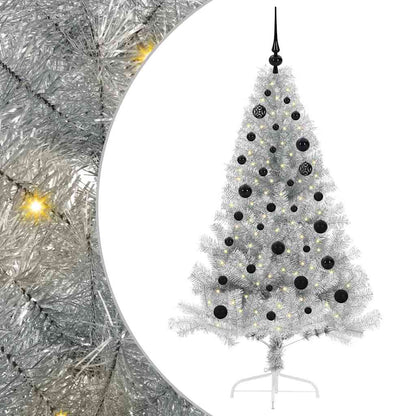 Kunstmatig Voorverlicht Kerstboom met 150 LED Zilver 150 cm PET