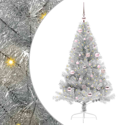 Kunstmatig Voorverlicht Kerstboom met 150 LED Zilver 150 cm PET