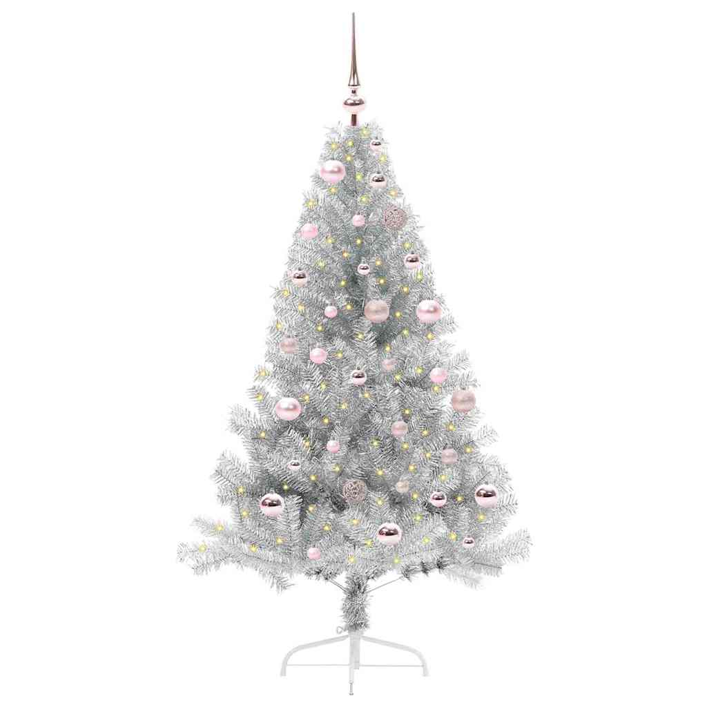 Kunstmatig Voorverlicht Kerstboom met 150 LED Zilver 150 cm PET