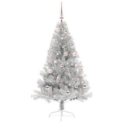 Kunstmatig Voorverlicht Kerstboom met 150 LED Zilver 150 cm PET