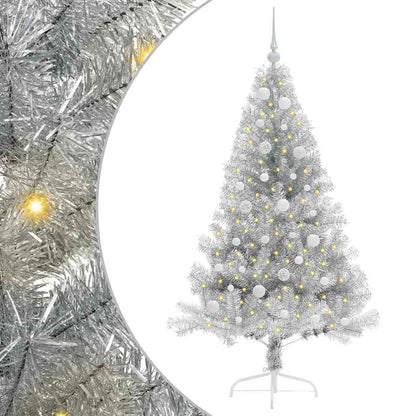 Kunstmatig Voorverlicht Kerstboom met 150 LED Zilver 150 cm PET