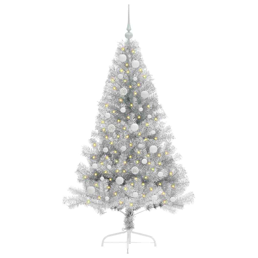 Kunstmatig Voorverlicht Kerstboom met 150 LED Zilver 150 cm PET
