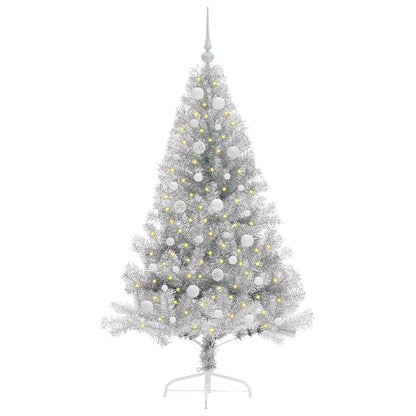 Kunstmatig Voorverlicht Kerstboom met 150 LED Zilver 150 cm PET