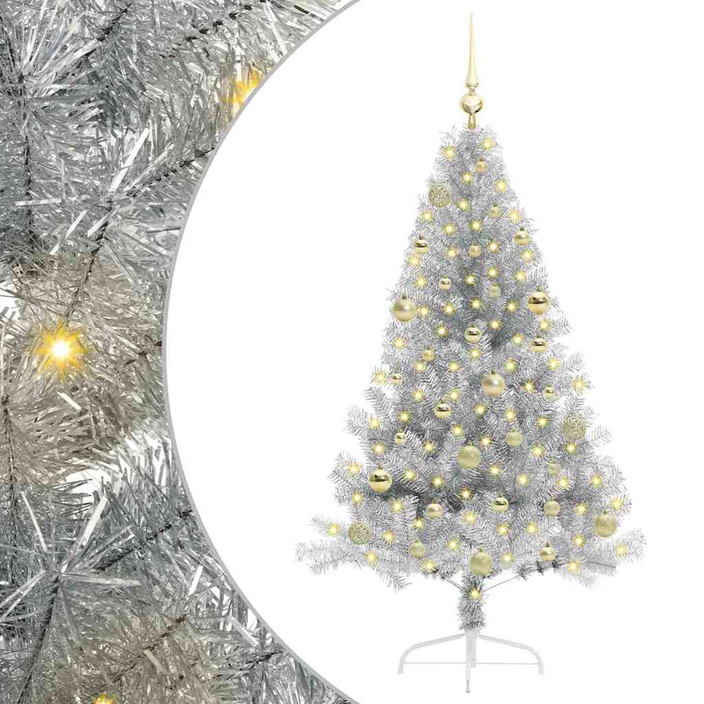 Kunstmatig Voorverlicht Kerstboom met 150 LED Zilver 150 cm PET