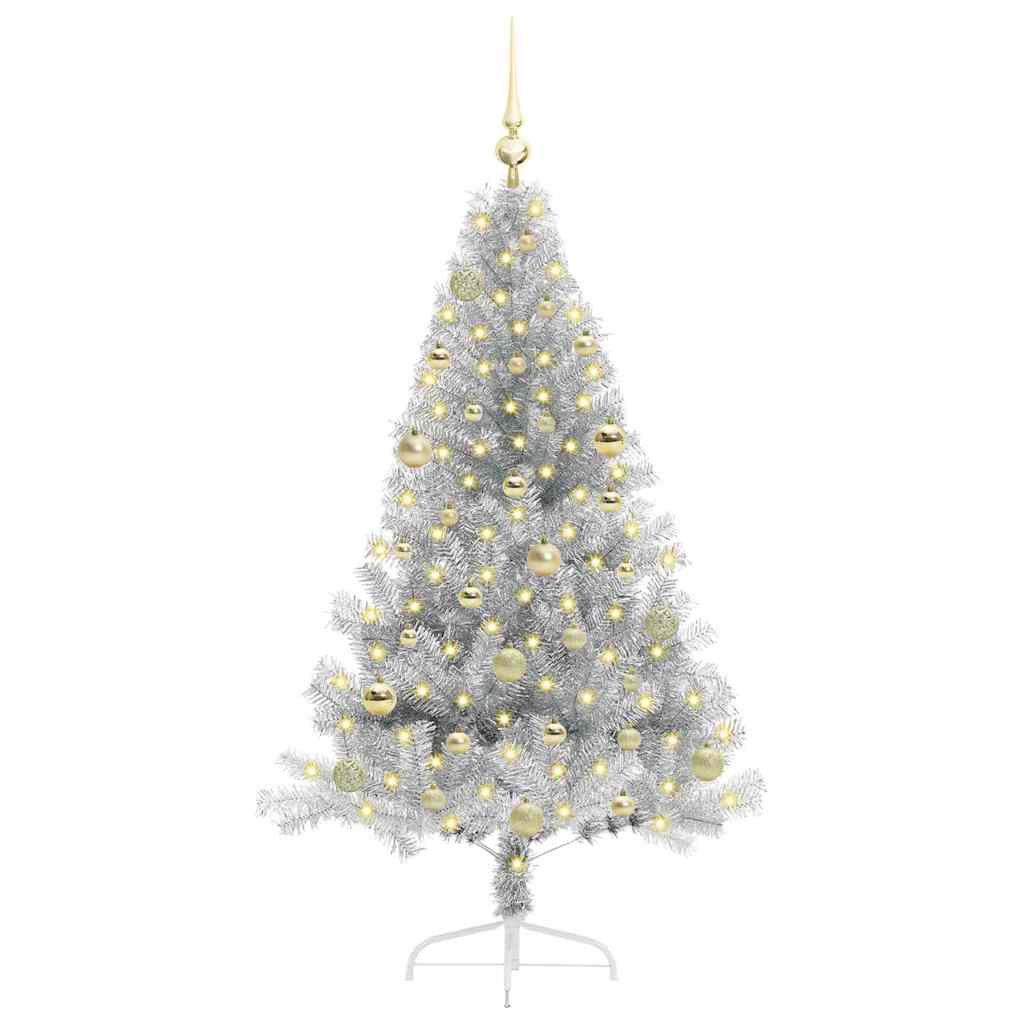 Kunstmatig Voorverlicht Kerstboom met 150 LED Zilver 150 cm PET