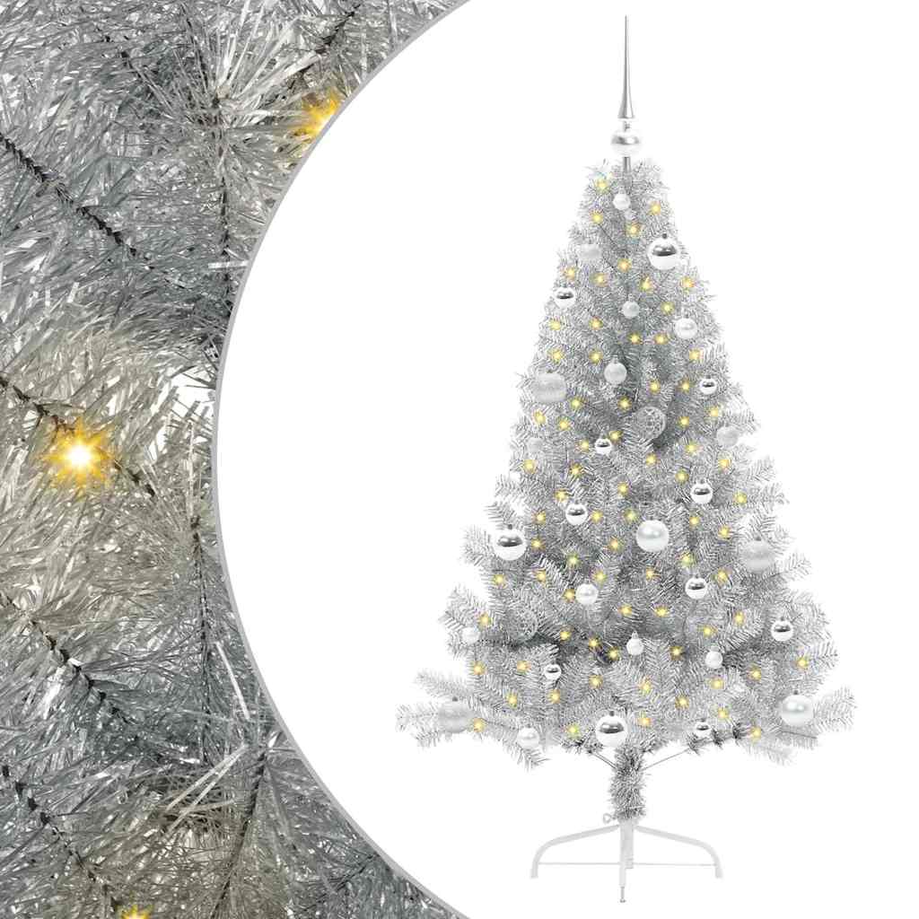 Kunstmatig Voorverlicht Kerstboom met 150 LED Zilver 150 cm PET