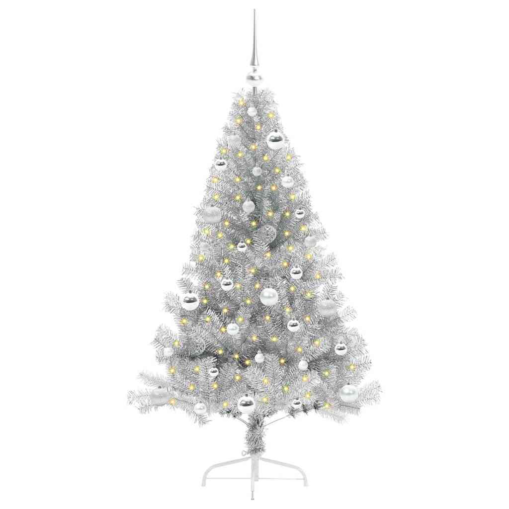 Kunstmatig Voorverlicht Kerstboom met 150 LED Zilver 150 cm PET