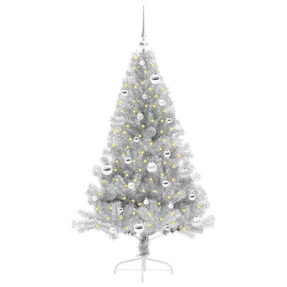 Kunstmatig Voorverlicht Kerstboom met 150 LED Zilver 150 cm PET