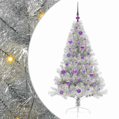 Kunstmatig Voorverlicht Kerstboom met 150 LED Zilver 150 cm PET