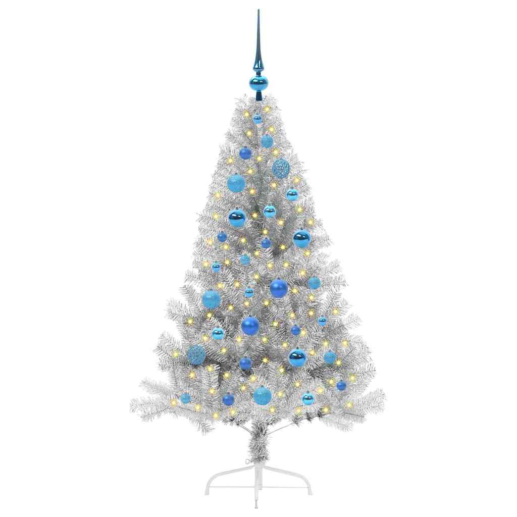 Kunstmatig Voorverlicht Kerstboom met 150 LED Zilver 150 cm PET