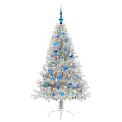 Kunstmatig Voorverlicht Kerstboom met 150 LED Zilver 150 cm PET