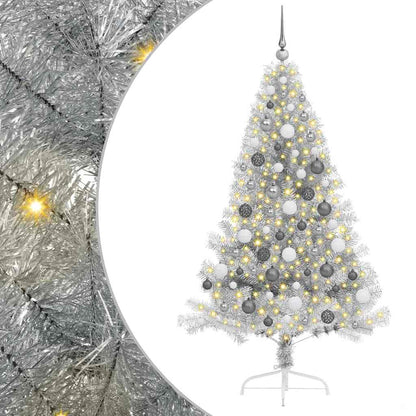 Kunstmatig Voorverlicht Kerstboom met 300 LED Zilver 180 cm PET