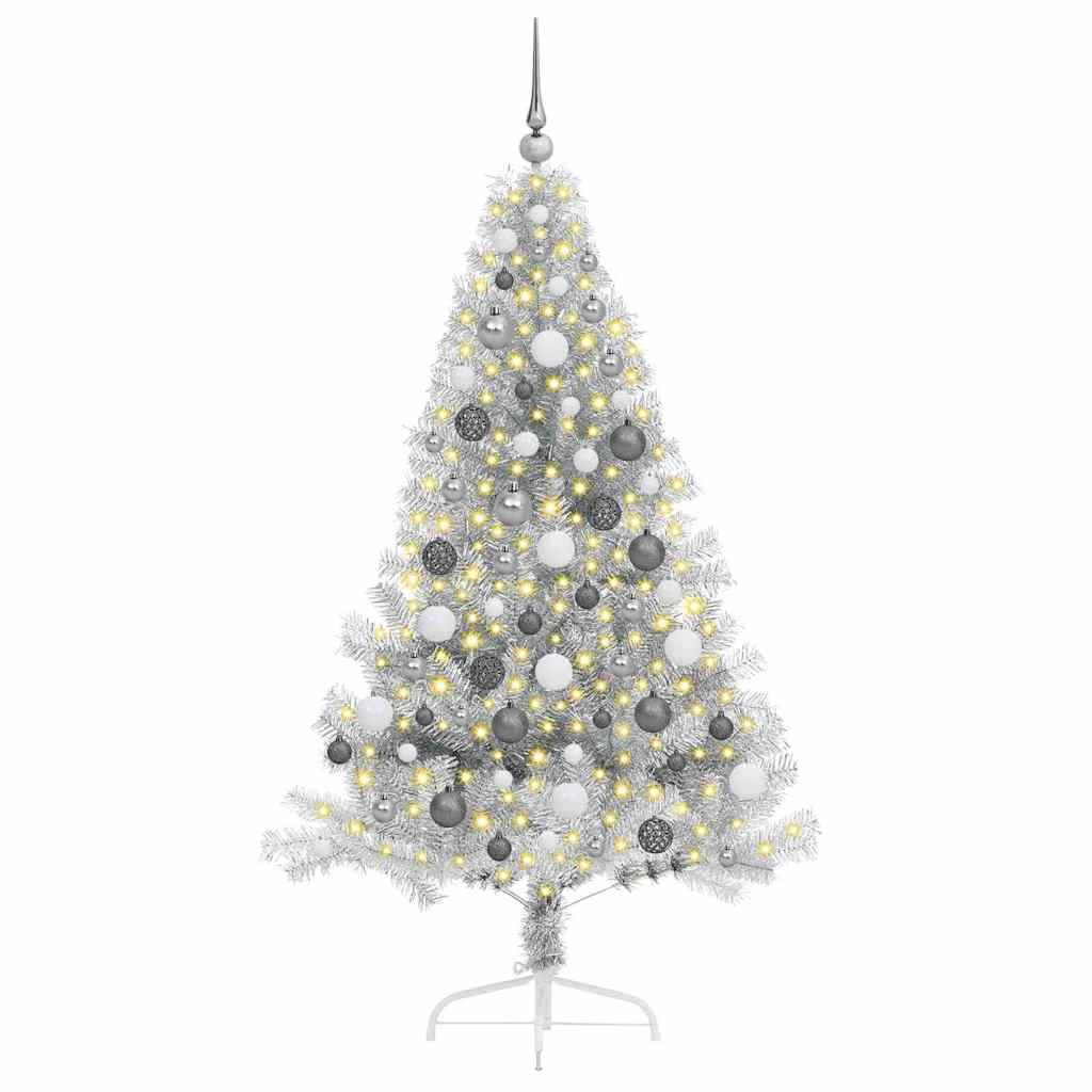 Kunstmatig Voorverlicht Kerstboom met 300 LED Zilver 180 cm PET