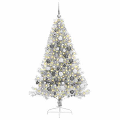Kunstmatig Voorverlicht Kerstboom met 300 LED Zilver 180 cm PET
