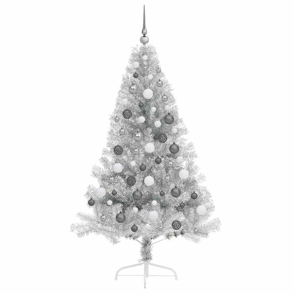 Kunstmatig Voorverlicht Kerstboom met 300 LED Zilver 180 cm PET