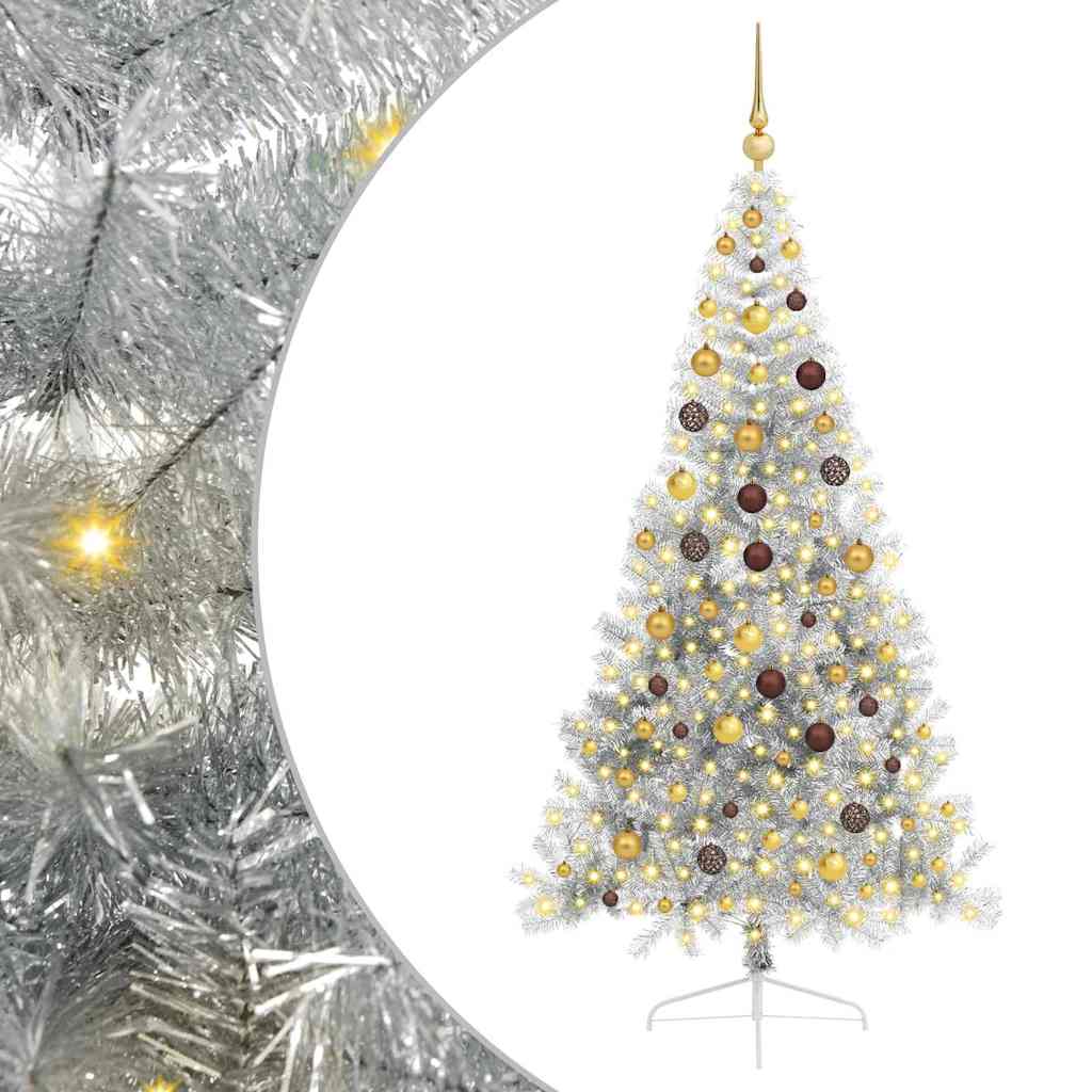 Kunstmatig Voorverlicht Kerstboom met 300 LED Zilver 210 cm PET
