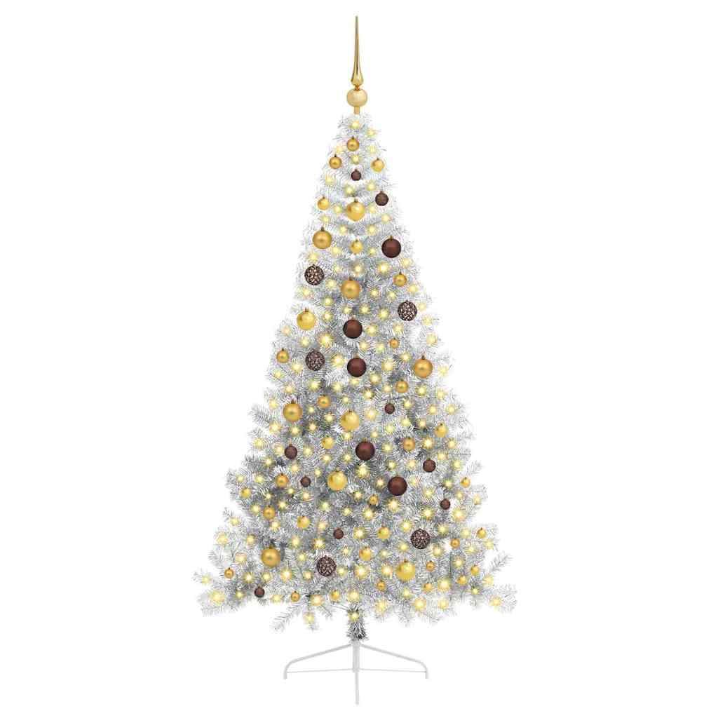 Kunstmatig Voorverlicht Kerstboom met 300 LED Zilver 210 cm PET
