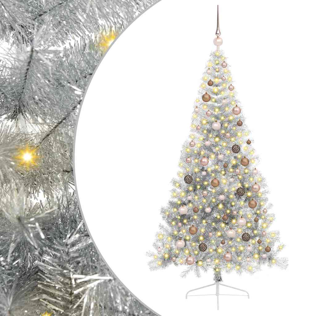 Kunstmatig Voorverlicht Kerstboom met 300 LED Zilver 210 cm PET
