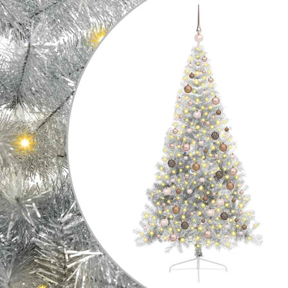 Kunstmatig Voorverlicht Kerstboom met 300 LED Zilver 210 cm PET