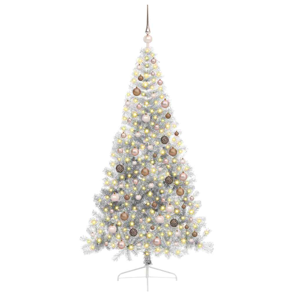 Kunstmatig Voorverlicht Kerstboom met 300 LED Zilver 210 cm PET