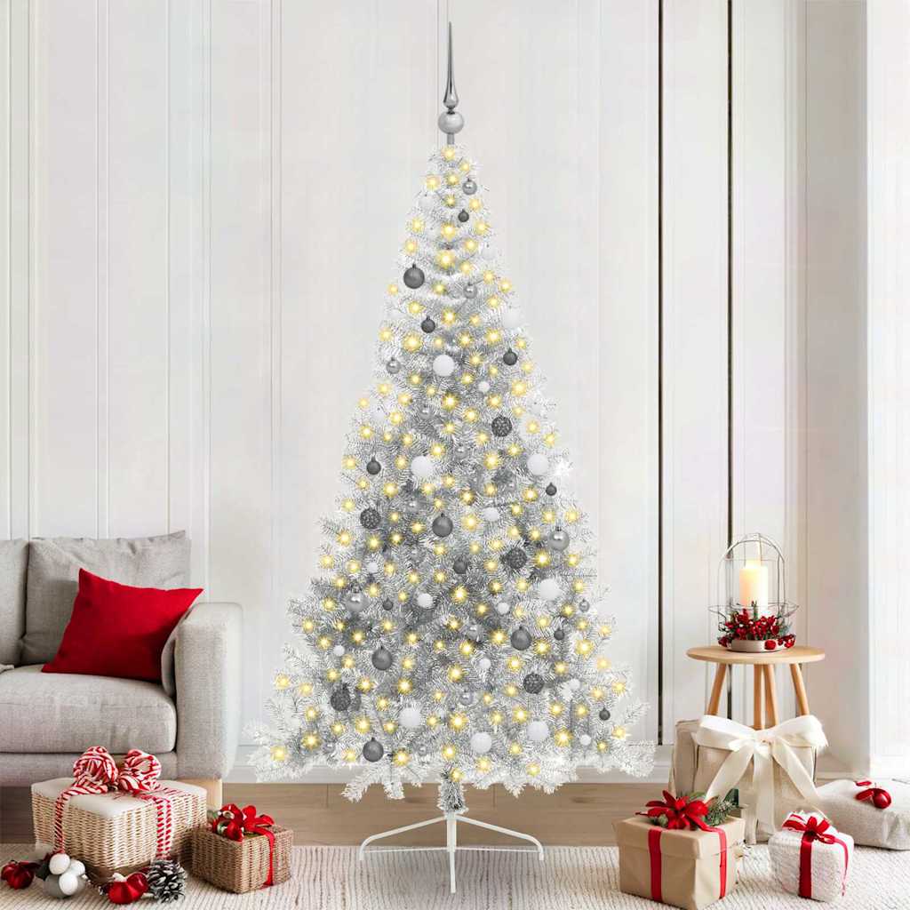 Kunstmatig Voorverlicht Kerstboom met 300 LED Zilver 210 cm PET