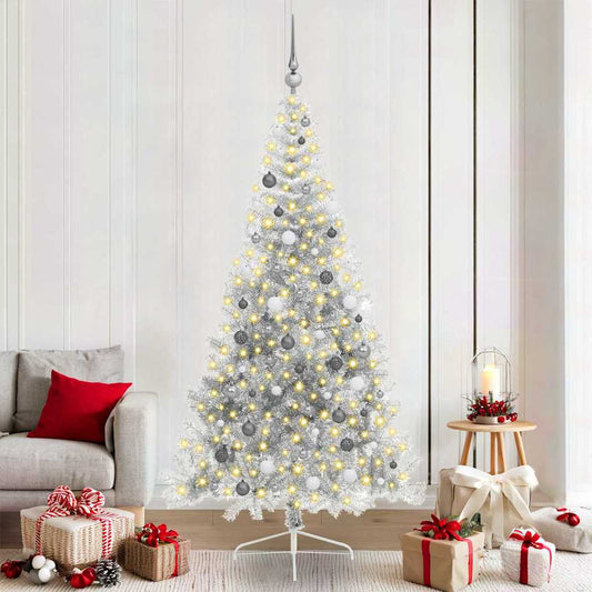 Kunstmatig Voorverlicht Kerstboom met 300 LED Zilver 210 cm PET