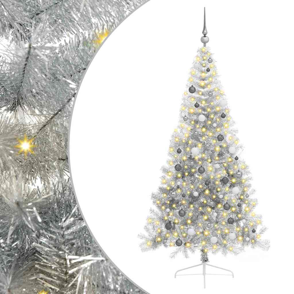 Kunstmatig Voorverlicht Kerstboom met 300 LED Zilver 210 cm PET