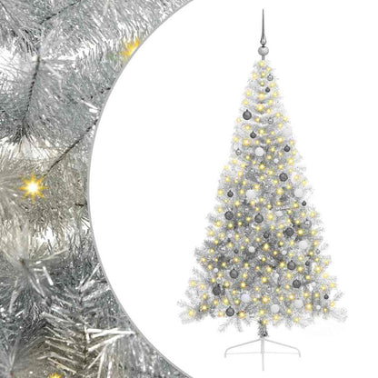 Kunstmatig Voorverlicht Kerstboom met 300 LED Zilver 210 cm PET